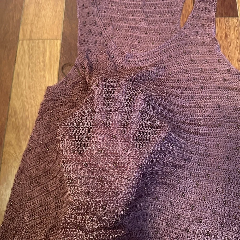 Willow & Clay | Sleeveless pink/maroon knit top with beads size lrg - Picture 2 of 3